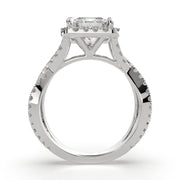 4.35 Carat VS1 D Lab Grown Diamond Halo Pave Split Shank Princess Ring